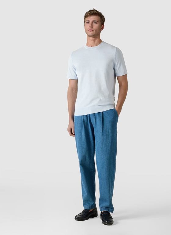 Pullover Rundhals 1/2 Arm Blue Sky Frontansicht