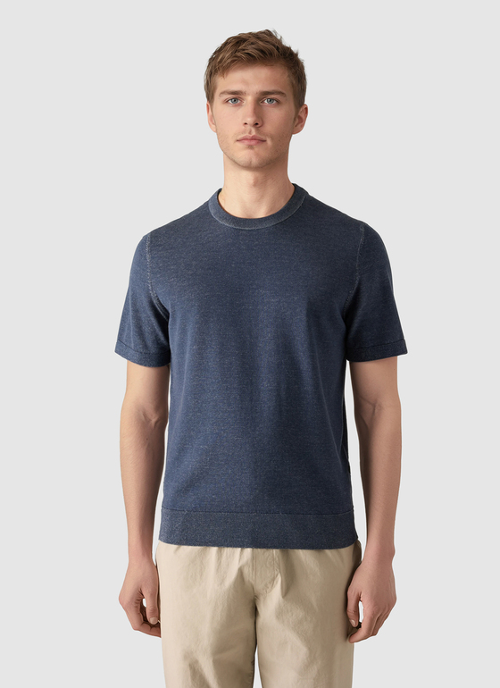 Pullover Rundhals 1/2 Arm Dawn Blue Frontansicht