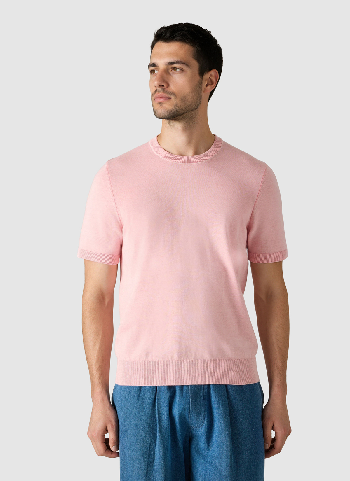 Pullover Rundhals 1/2 Arm, Shiny Flamingo Frontansicht