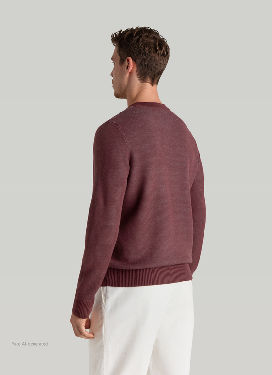 Pullover Rundhals 1/1 Arm Mellow Cherry Frontansicht