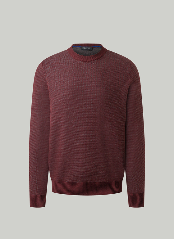 Pullover Rundhals 1/1 Arm Mellow Cherry Frontansicht