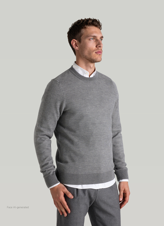Pullover Rundhals 1/1 Arm Shark Skin Frontansicht