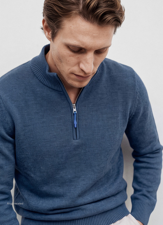Pullover Troyer 1/1 Arm Nimes Blue Frontansicht