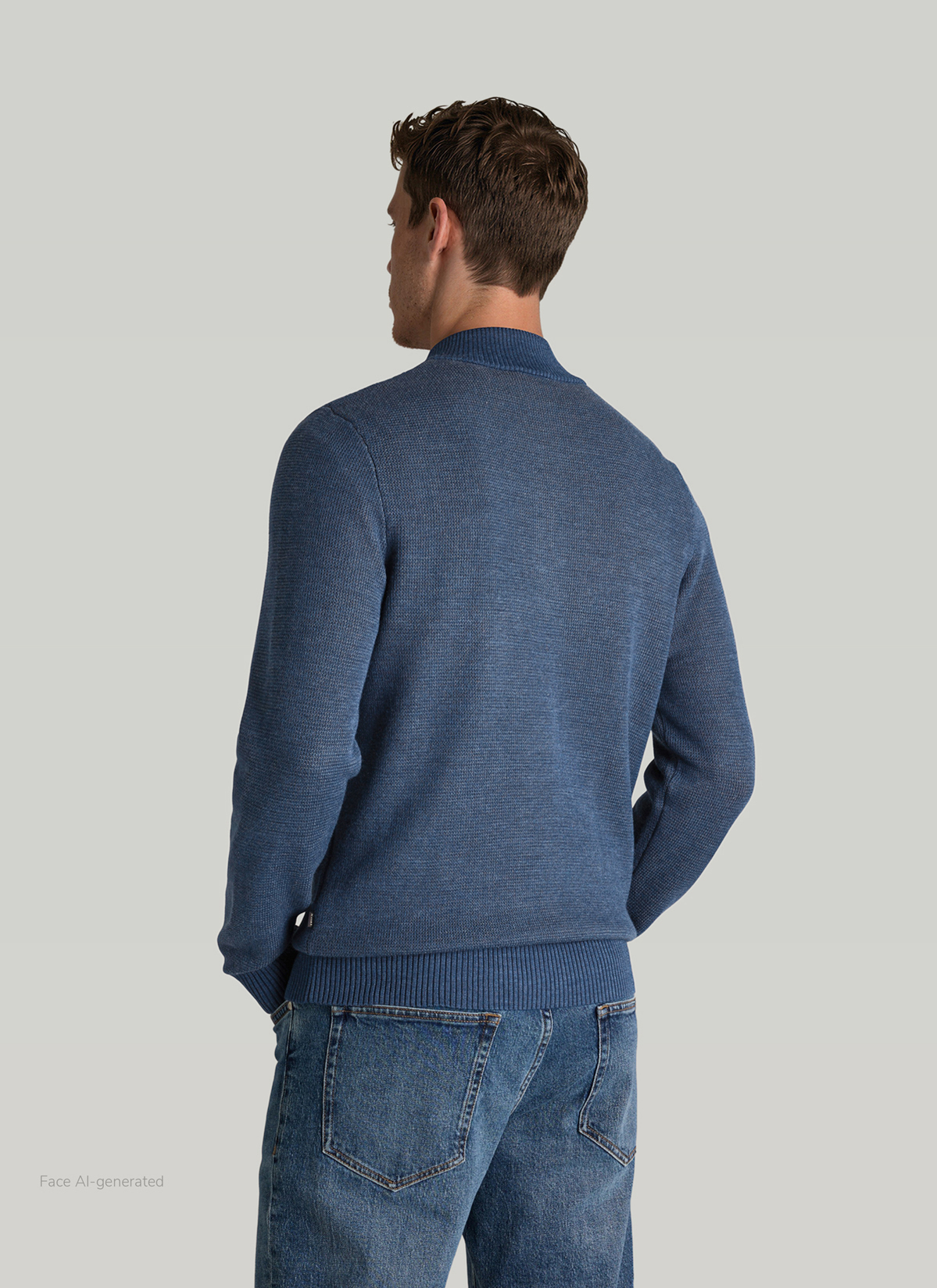 Pullover Troyer 1/1 Arm, Nimes Blue Rückansicht