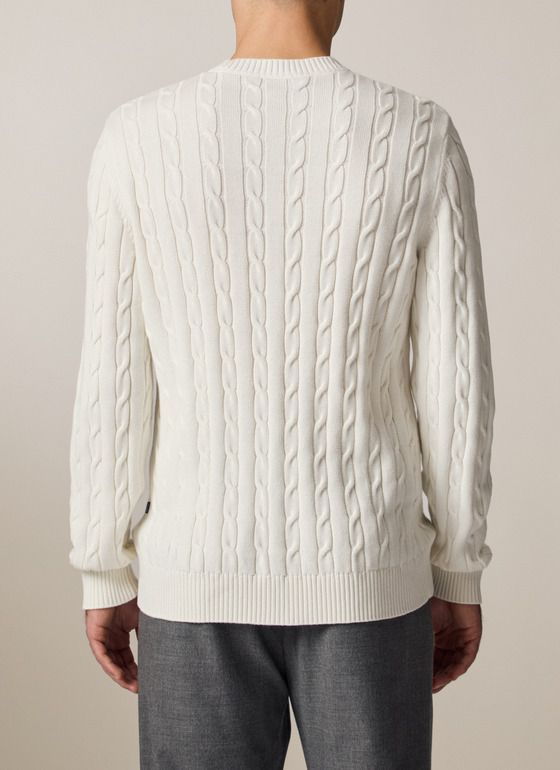 Pullover Rundhals 1/1 Arm Off White Frontansicht