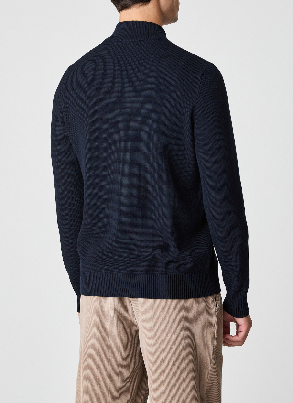 Pullover Stehkragen Zip 1/1 Arm, Navy Rückansicht