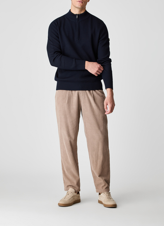 Pullover Stehkragen Zip 1/1 Arm Navy Frontansicht