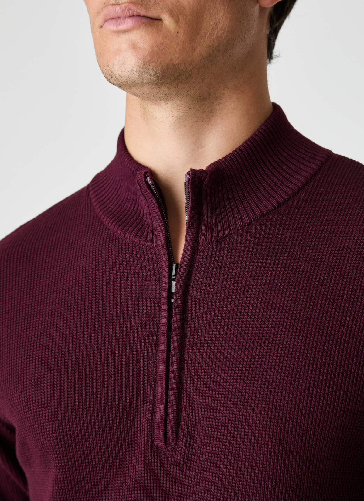 Pullover Stehkragen Zip 1/1 Arm, Barolo Wine Detailansicht 2