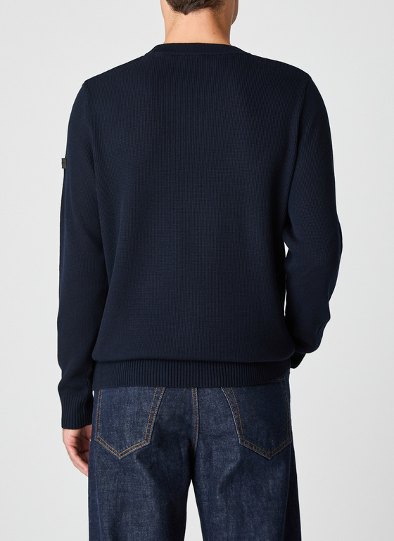 Pullover Rundhals 1/1 Arm Navy Frontansicht