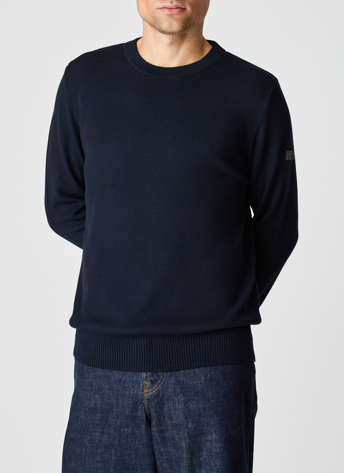 Pullover Rundhals 1/1 Arm, Navy Detailansicht 1
