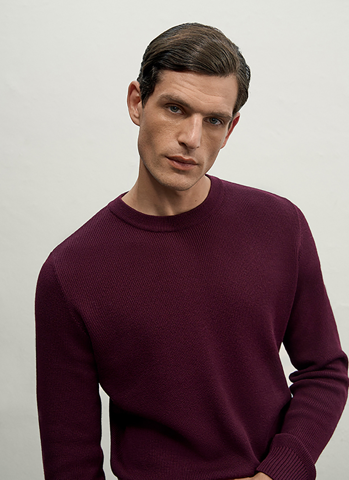 Pullover Rundhals 1/1 Arm, Barolo Wine Frontansicht