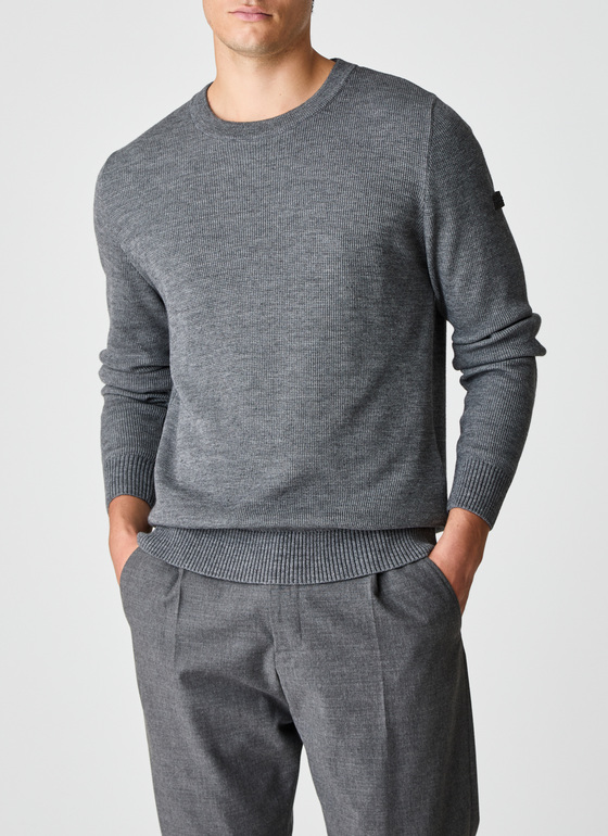 Pullover Rundhals 1/1 Arm Smoky Grey Frontansicht