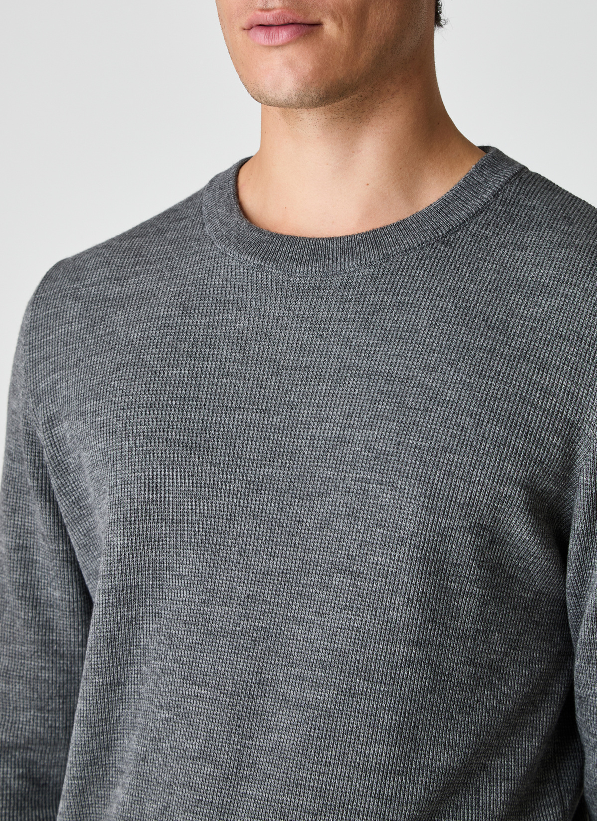 Pullover Rundhals 1/1 Arm, Smoky Grey Detailansicht 2