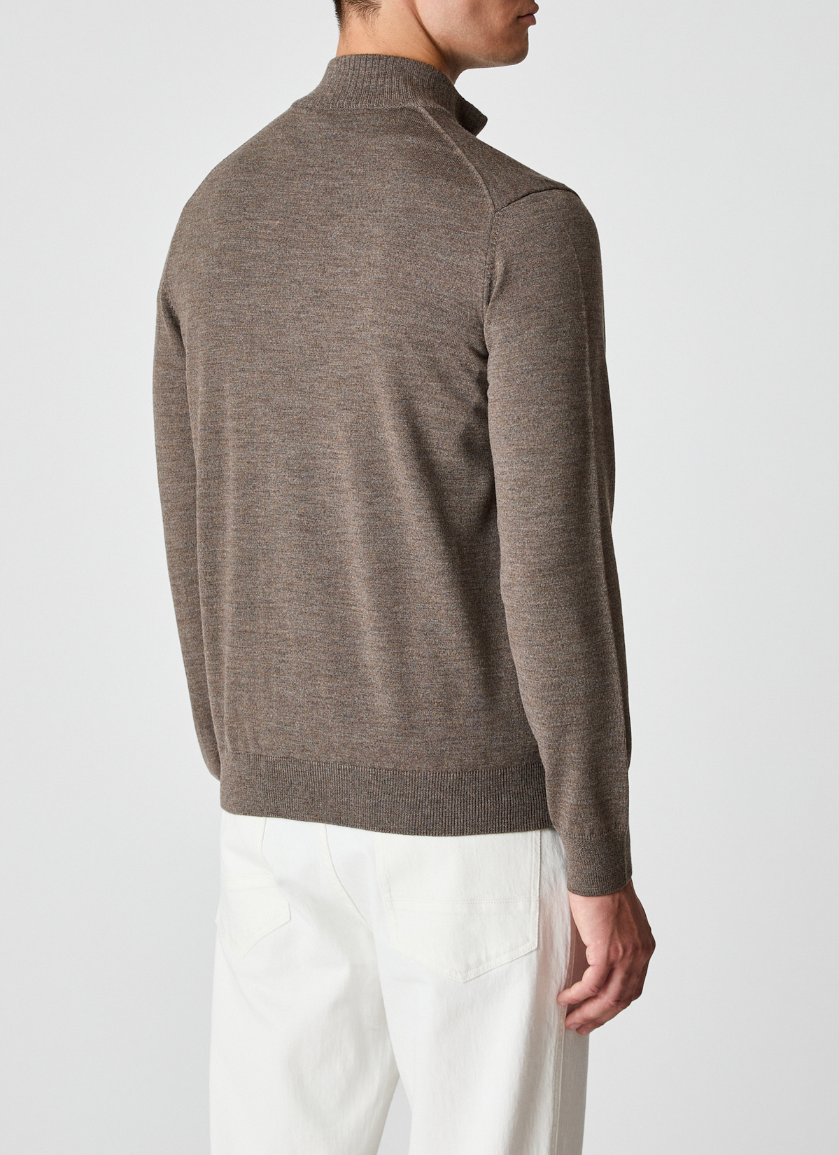 Pullover Stehkragen Zip 1/1 Arm, Hardwood Rückansicht