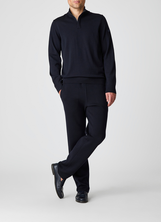 Pullover Stehkragen Zip 1/1 Arm Navy Frontansicht