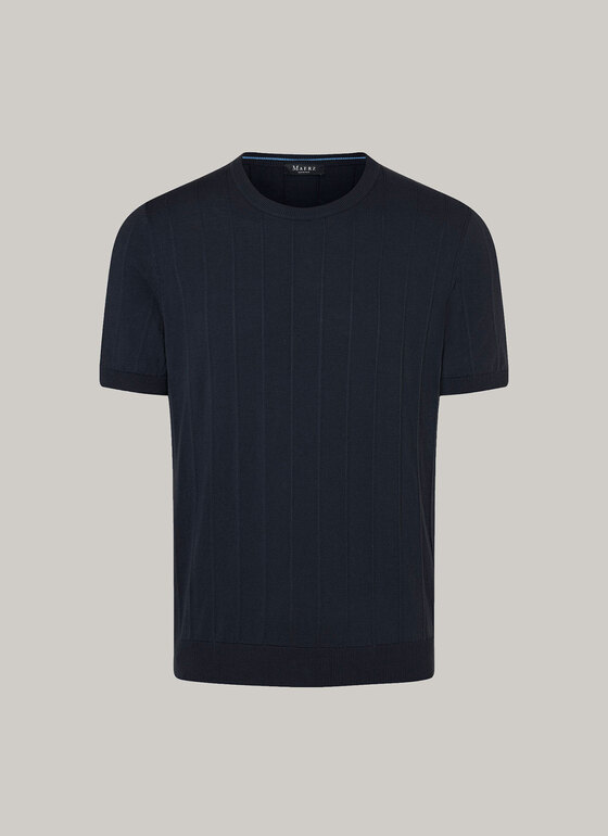 Pullover Rundhals 1/2 Arm Navy Frontansicht