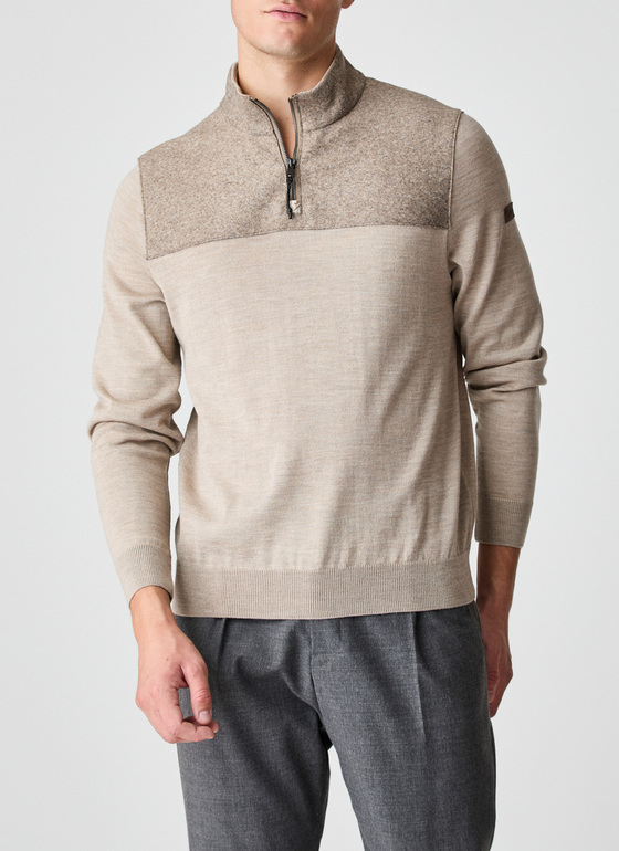 Pullover Troyer 1/1 Arm Iced Latte Frontansicht