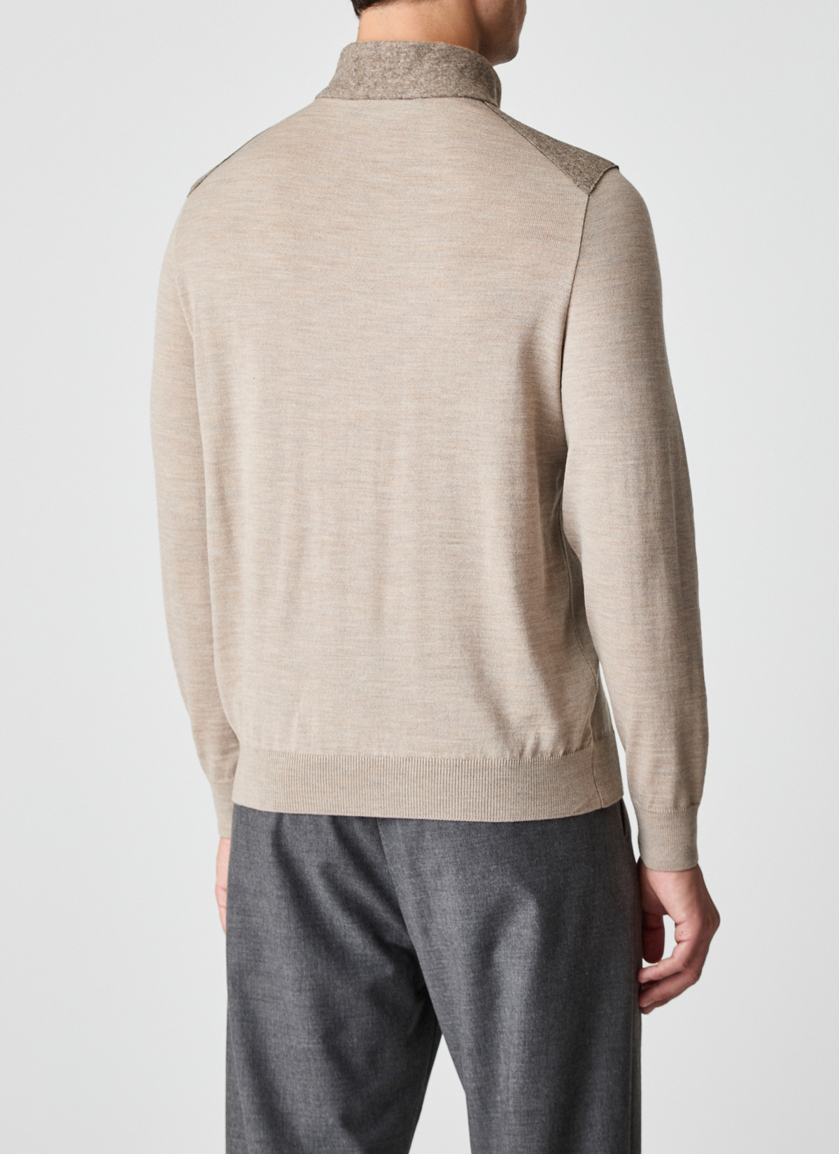 Pullover Troyer 1/1 Arm, Iced Latte Rückansicht