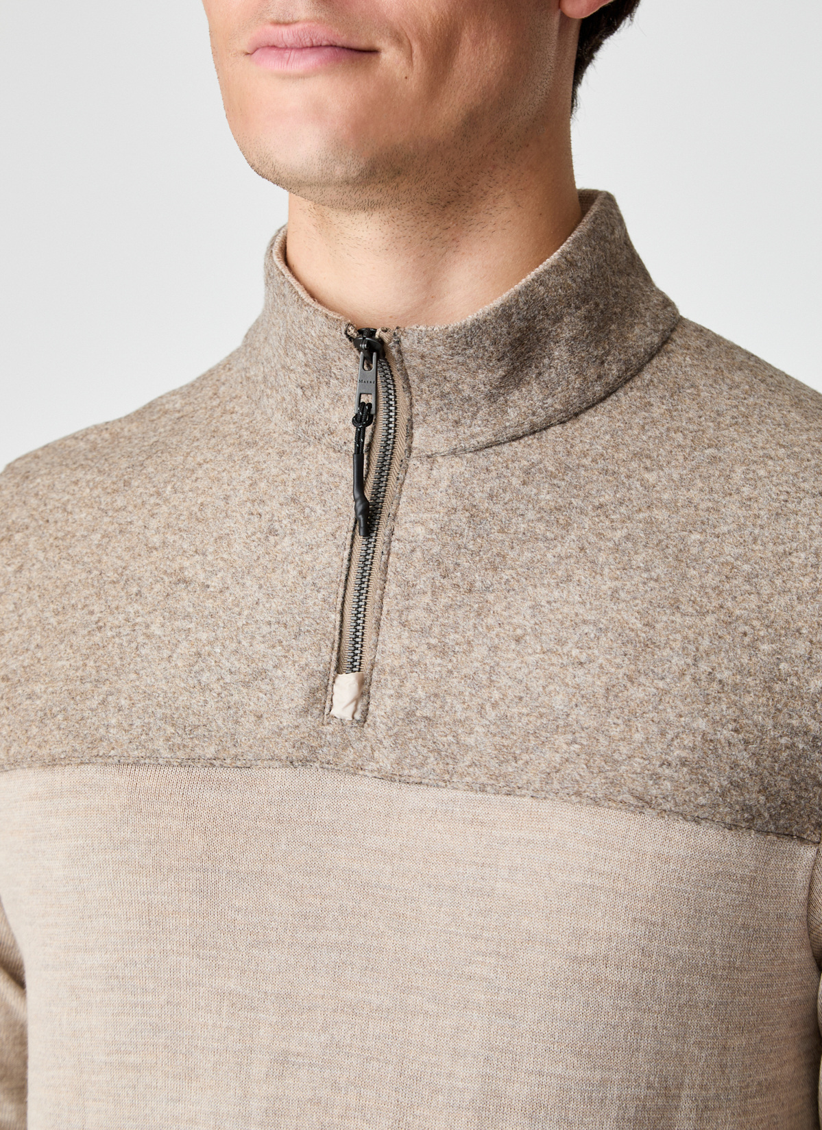 Pullover Troyer 1/1 Arm, Iced Latte Detailansicht 2