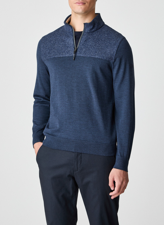 Pullover Troyer 1/1 Arm Nightfall Blue Frontansicht