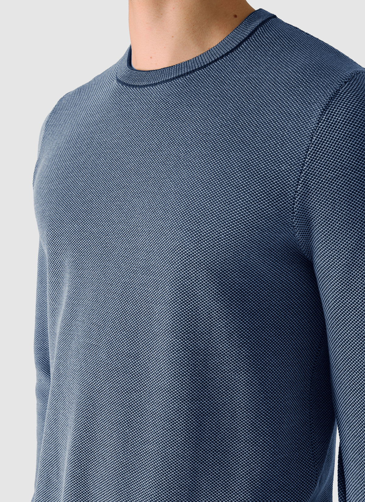 Pullover Rundhals 1/1 Arm, Dawn Blue Detailansicht 1