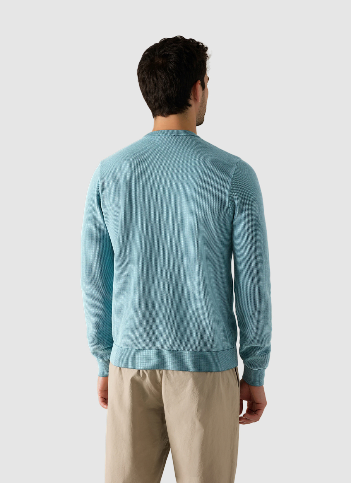 Pullover Rundhals 1/1 Arm, Pastel Turquoise Rückansicht