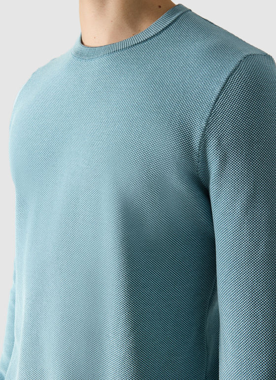 Pullover Rundhals 1/1 Arm Pastel Turquoise Frontansicht