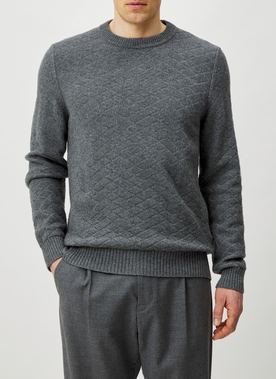 Pullover Rundhals 1/1 Arm Grey Rock Frontansicht