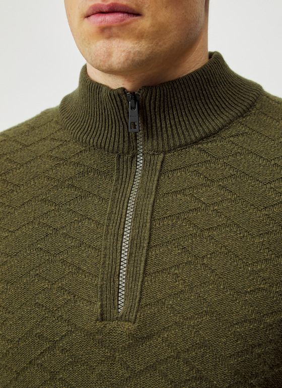 Pullover Troyer 1/1 Arm Earthy Green Frontansicht