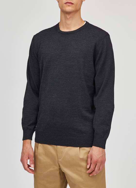 Pullover Rundhals 1/1 Arm Anthrazit Frontansicht