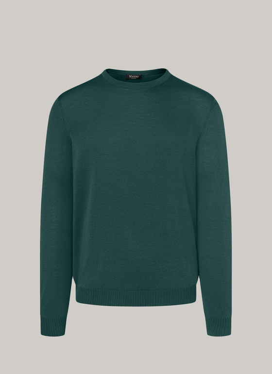 Pullover Rundhals 1/1 Arm Bottle Green Frontansicht