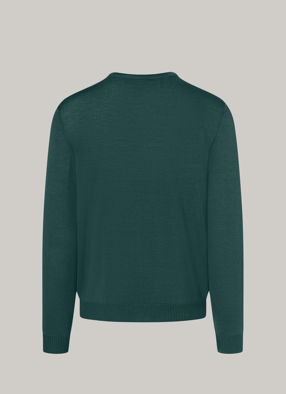 Pullover Rundhals 1/1 Arm Bottle Green Frontansicht