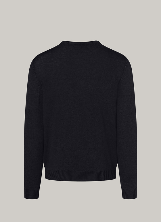 Pullover Rundhals 1/1 Arm Black Frontansicht