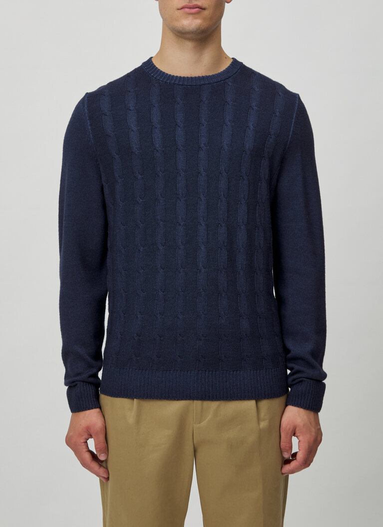 Pullover Rundhals 1/1 Arm, Navy Detailansicht 1