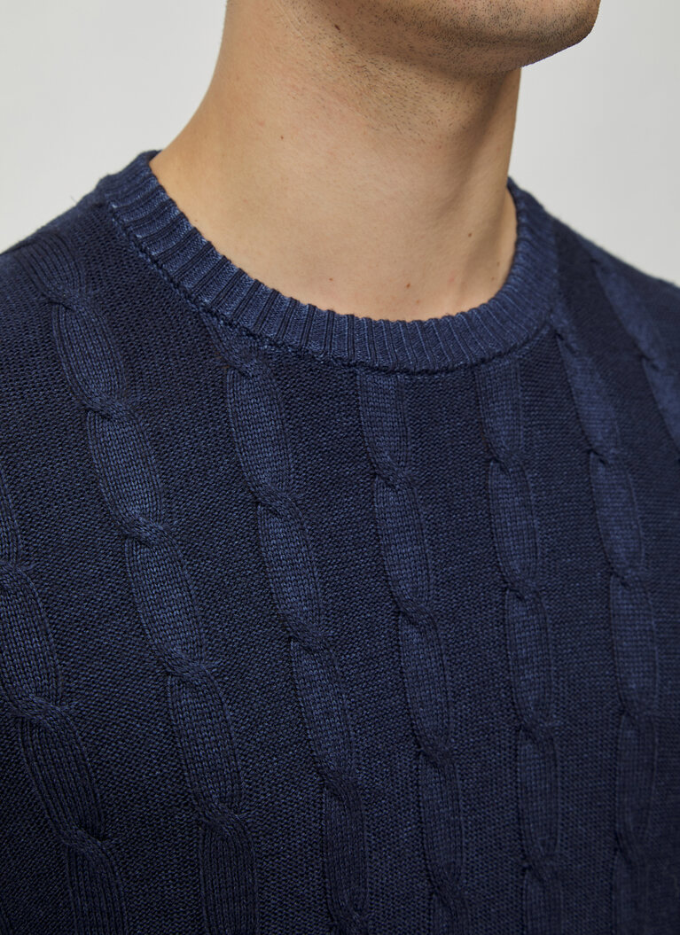 Pullover Rundhals 1/1 Arm, Navy Detailansicht 2