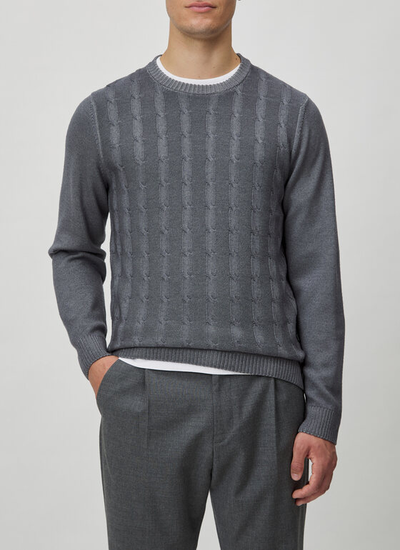 Pullover Rundhals 1/1 Arm Grey Rock Frontansicht