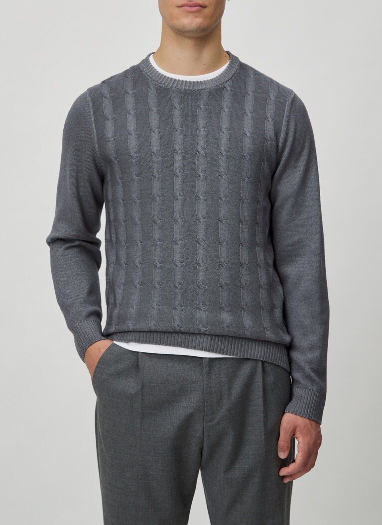 Pullover Rundhals 1/1 Arm, Grey Rock Frontansicht