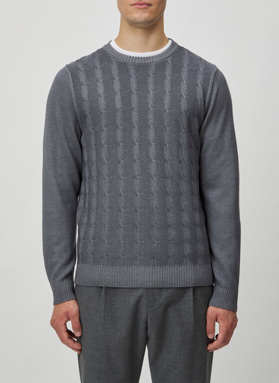 Pullover Rundhals 1/1 Arm Grey Rock Frontansicht