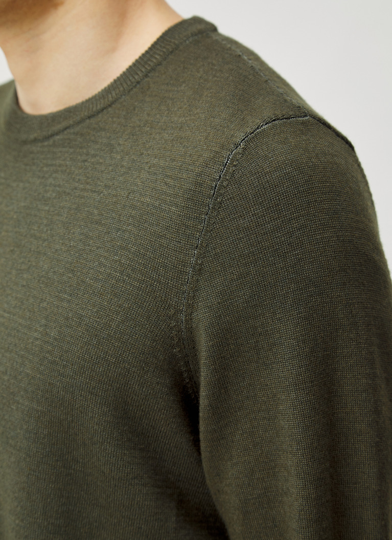 Pullover Rundhals 1/1 Arm, Earthy Green Detailansicht 1