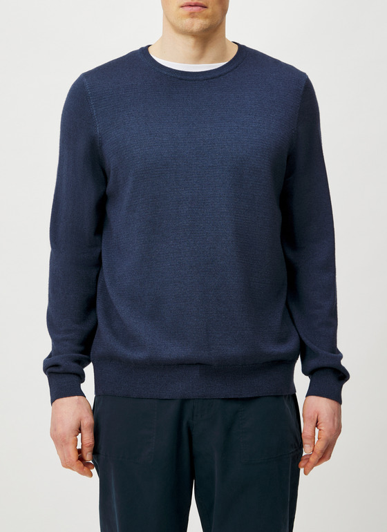 Pullover Rundhals 1/1 Arm Navy Frontansicht