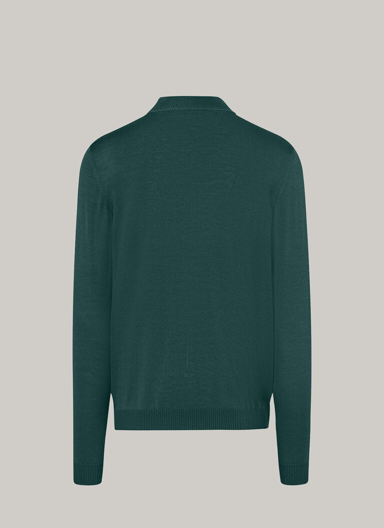 Classic Line: Stehbund-Pullover, Bottle Green Rückansicht