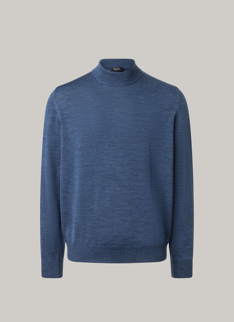 Classic Line: Stehbund-Pullover, Deep Sea Frontansicht