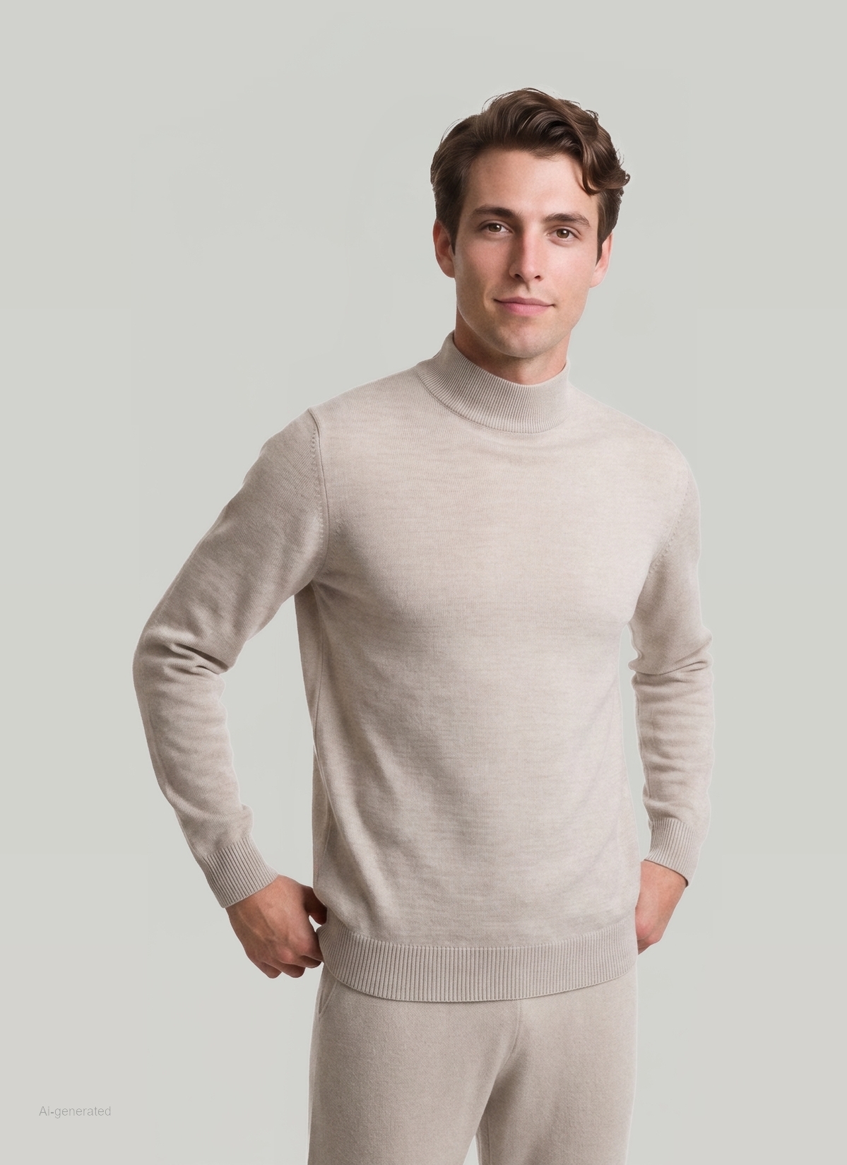 Classic Line: Stehbund-Pullover, Mascarpone Cream Frontansicht
