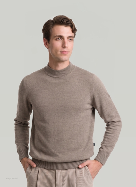 Classic Line: Stehbund-Pullover Cedar Wood Frontansicht