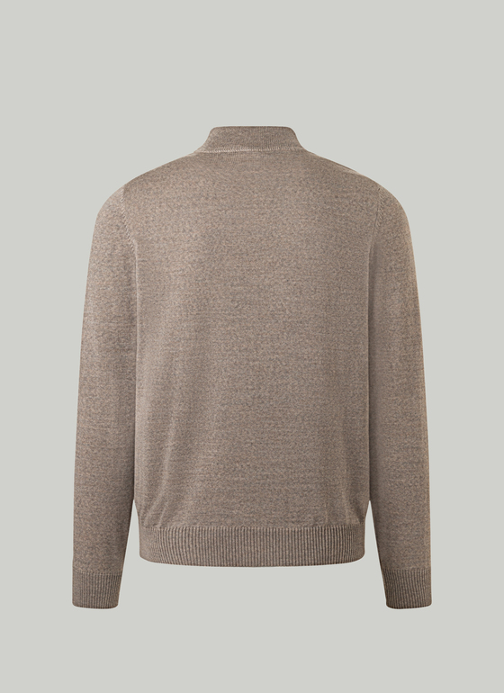 Classic Line: Stehbund-Pullover Cedar Wood Frontansicht