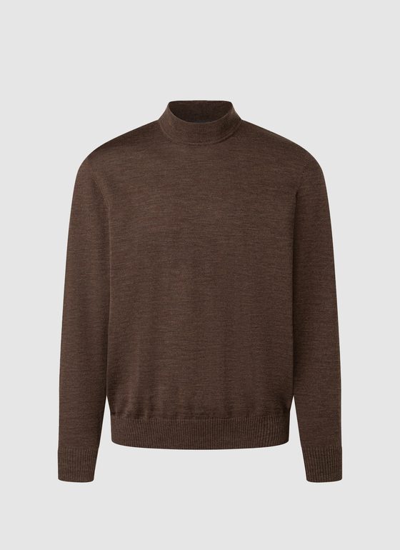 Classic Line: Stehbund-Pullover Field Brown Frontansicht