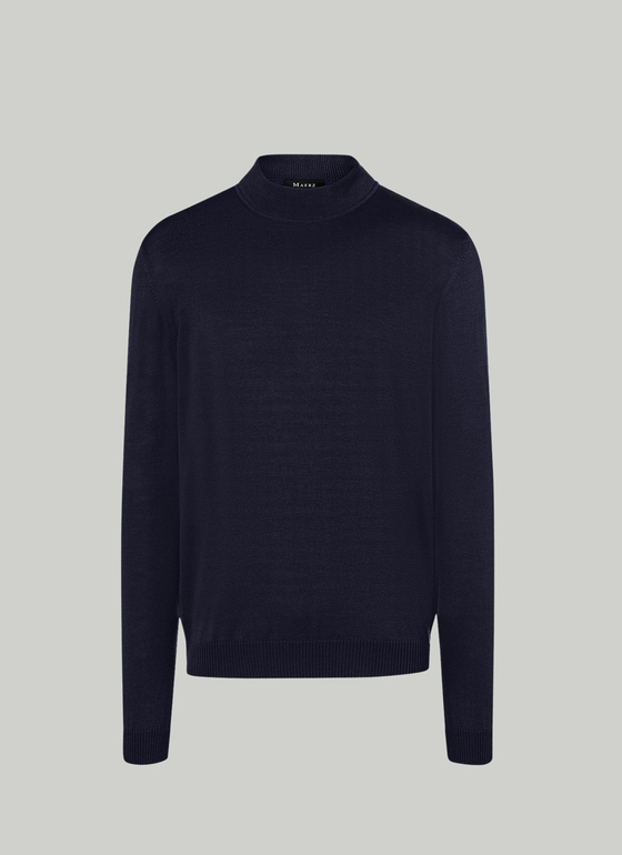 Classic Line: Stehbund-Pullover Navy Frontansicht