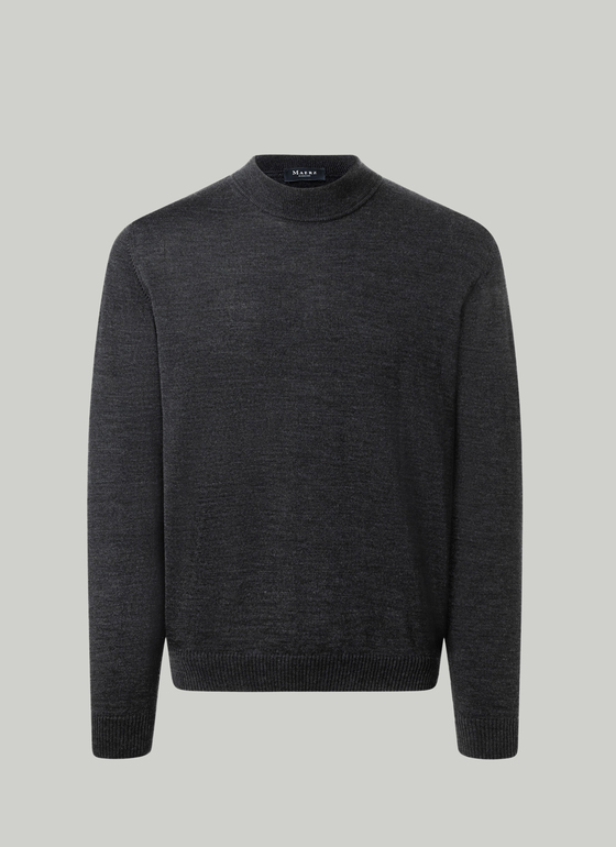 Classic Line: Stehbund-Pullover Anthrazit Frontansicht