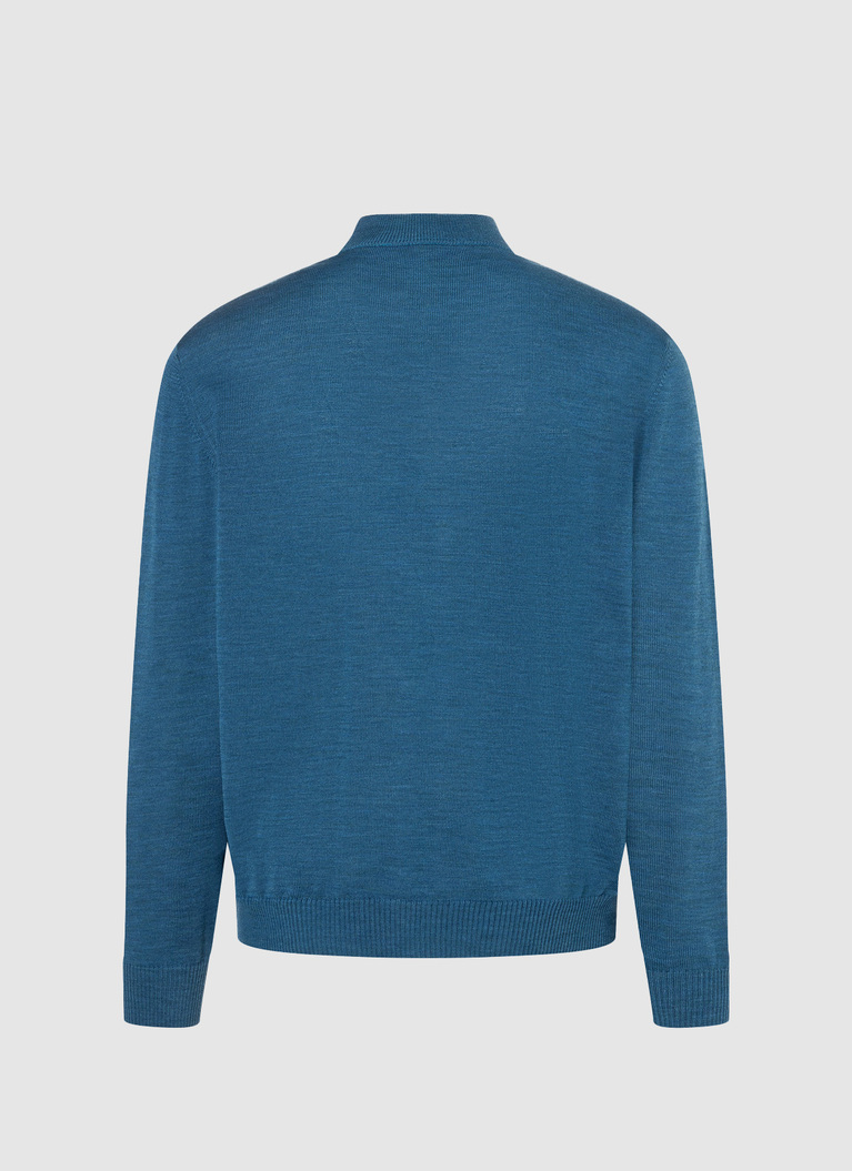 Classic Line: Stehbund-Pullover, Teal Water Rückansicht