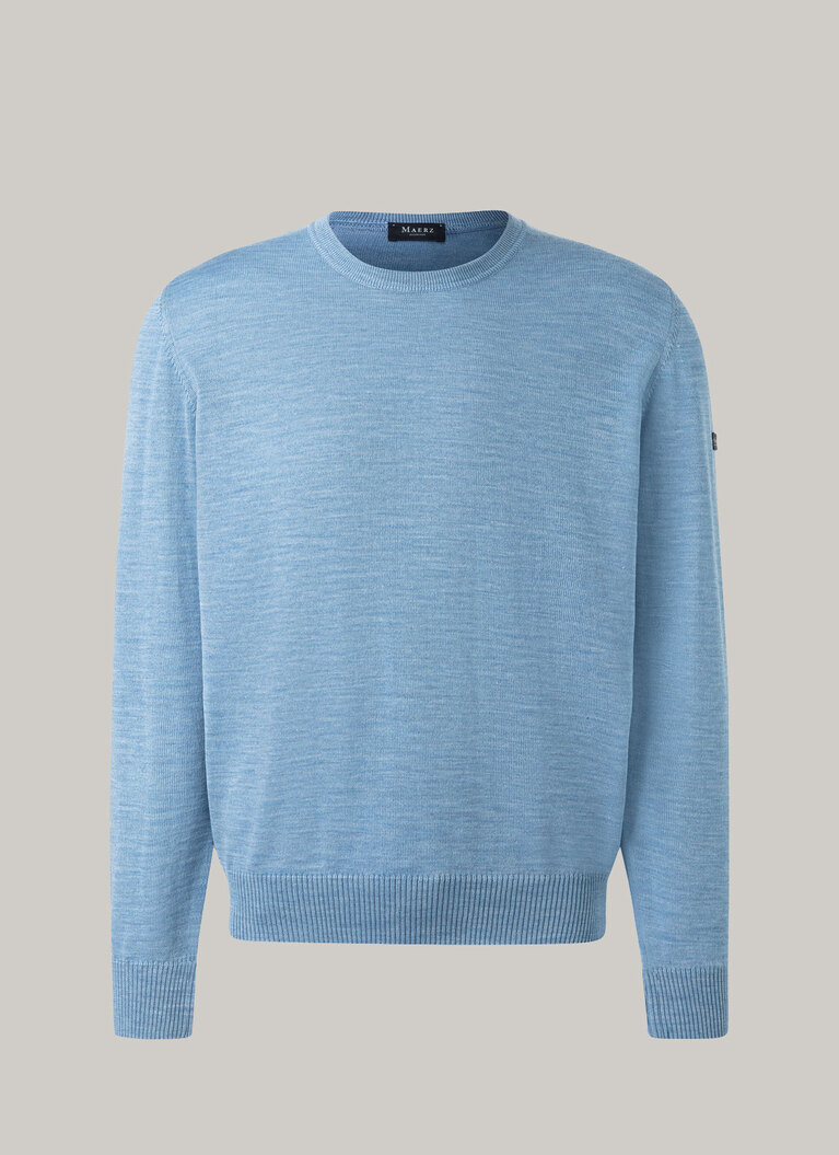 Pullover, O-Neck, Memory Blue Frontansicht
